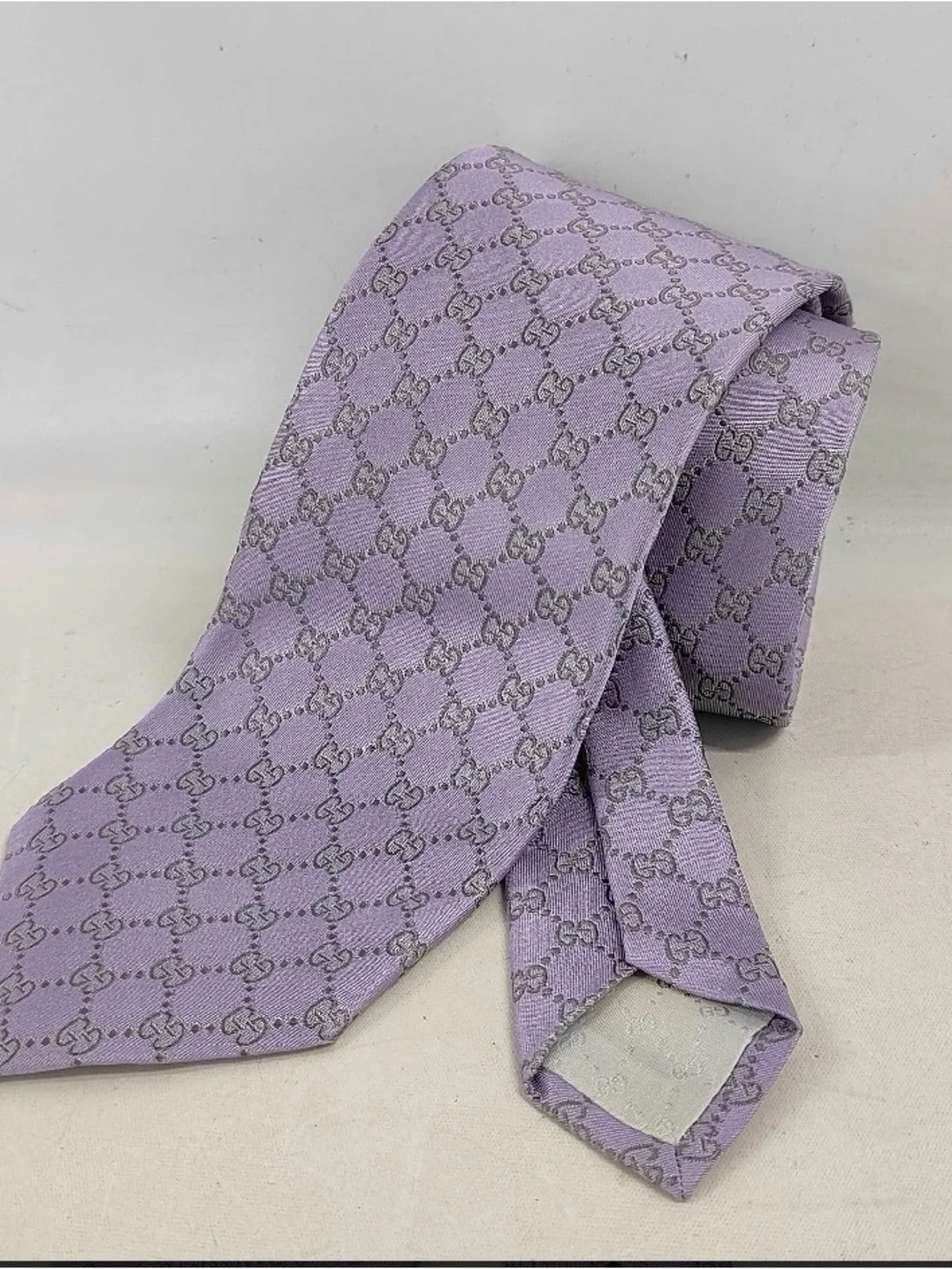 Gucci Lavender GG Monogram Silk Tie